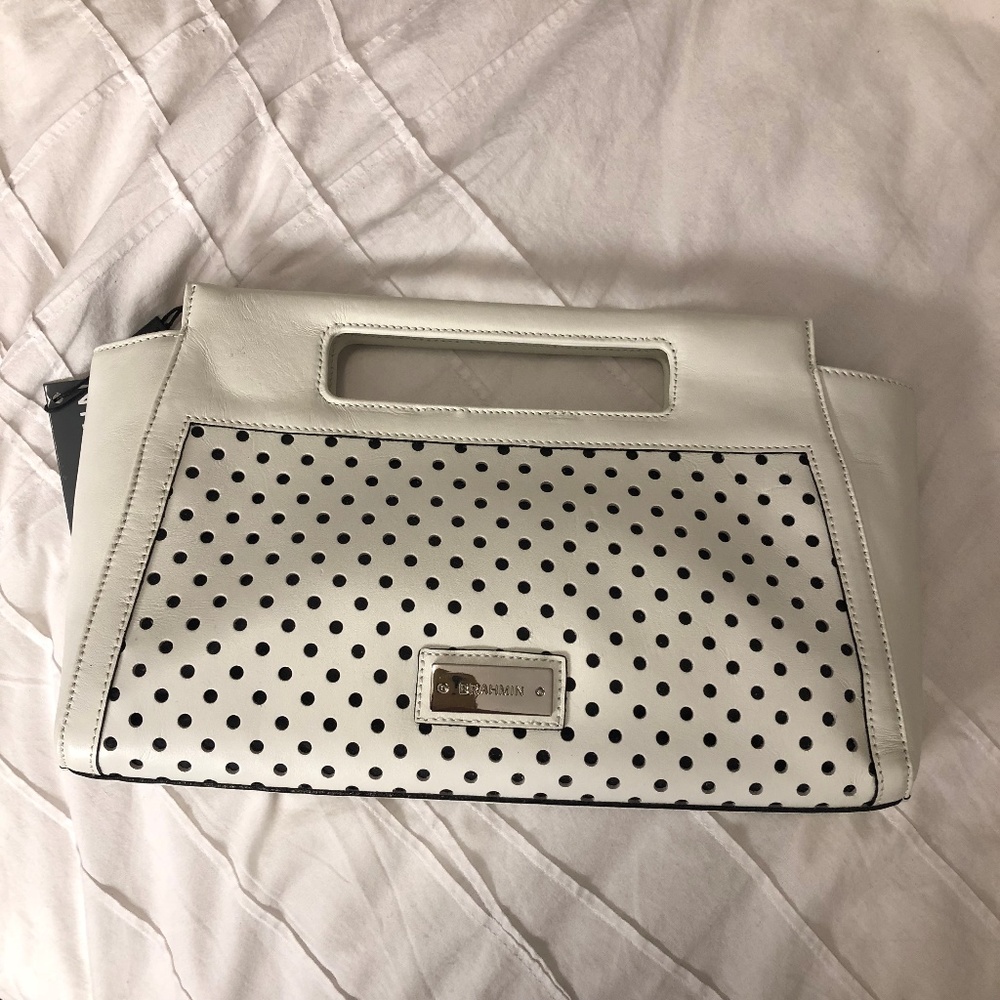 Brahmin Lenox Clutch in White Perf Fashion